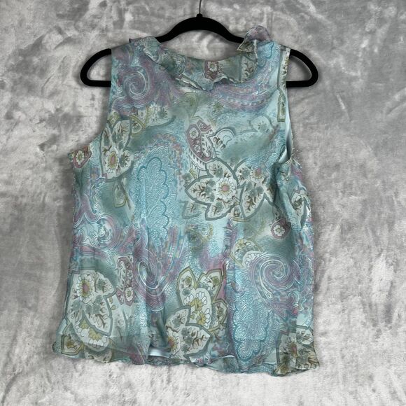 Vintage Ice Top Women Y2K 100% Silk Ruffle Blouse Beaded Fairy Large - Picture 7 of 8